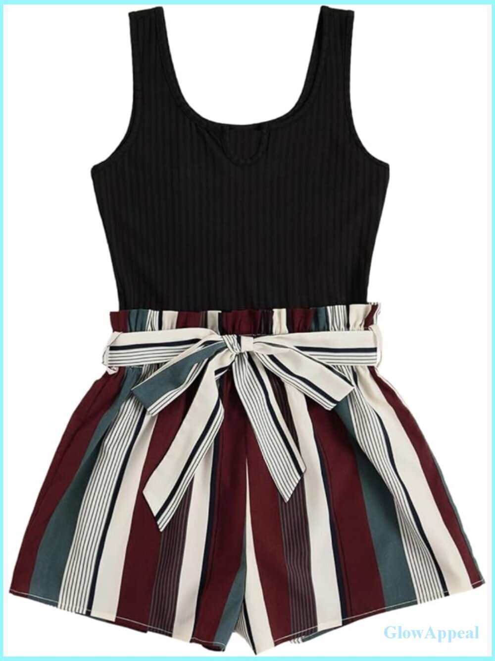 Sleeveless Belted Tank Romper Jumpsuit Summer Casual